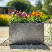 90cm Long Zinc Galvanised Silver & Black Textured 60cm Tall Trough Planter